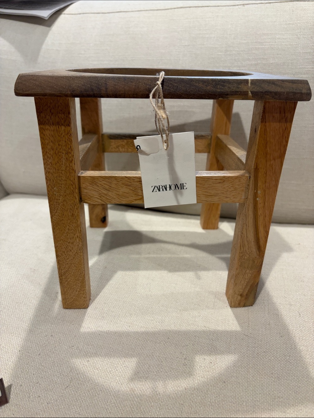 zara home acacia solid wood plant stand nwt